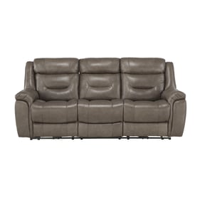 Home Elegance Kennett Brown Gray Power Double Reclining Sofa With USB Ports