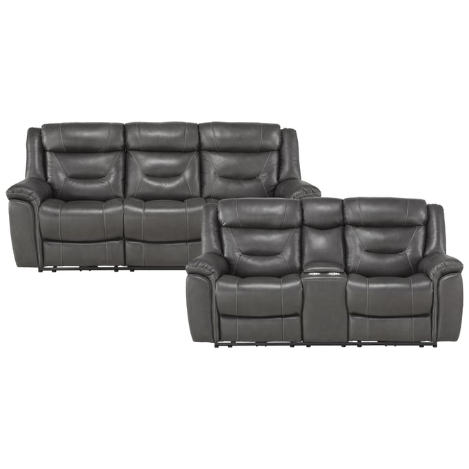 Home Elegance Kennett Dark Gray 2pc Power Living Room Set HE-9528DGY-2PWH-SET