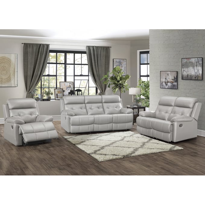 Home Elegance Lambent Silver Gray 3pc Living Room Set HE-9529SVE-3-SET