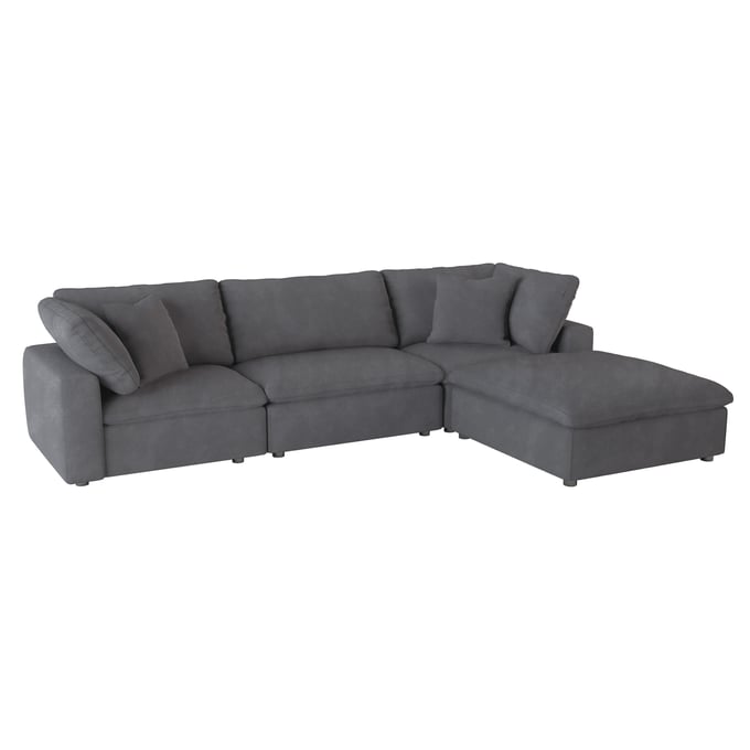 Home Elegance Guthrie Gray 4pc Modular Sectional with Ottoman HE-9546GY-4OT-SET