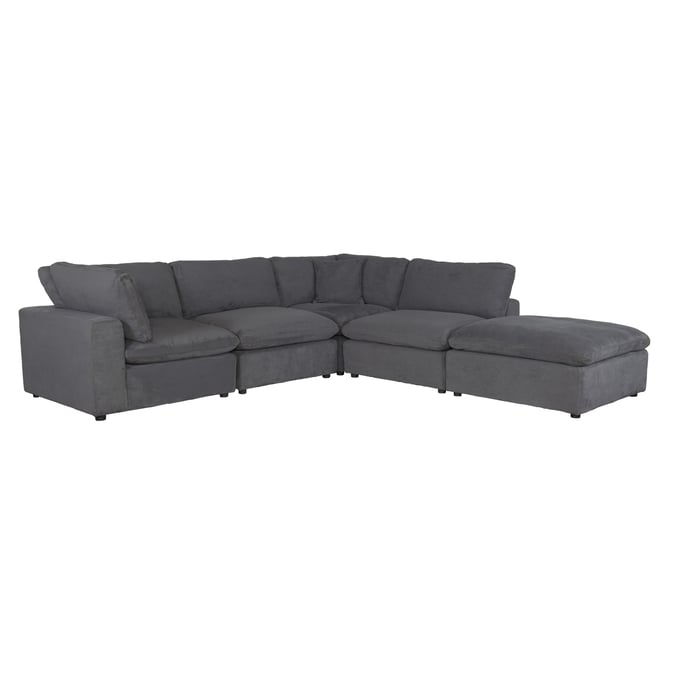 Home Elegance Guthrie Gray 5pc Modular Sectional with Ottoman HE-9546GY-5OT-SET