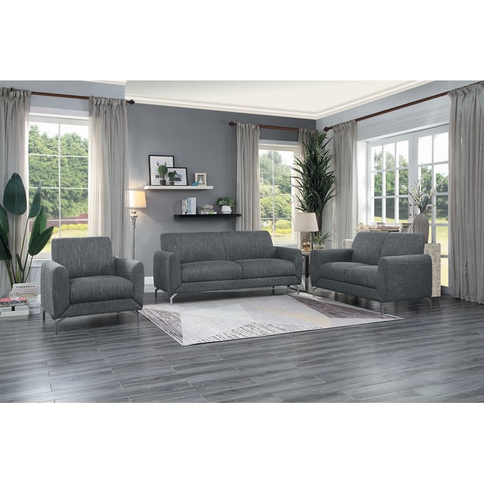 Home Elegance Venture Gray 3pc Living Room Set HE-9594DGY-3-SET