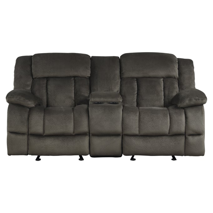 Home Elegance Laurelton Brown Double Glider Reclining Console Loveseat HE-9636-2