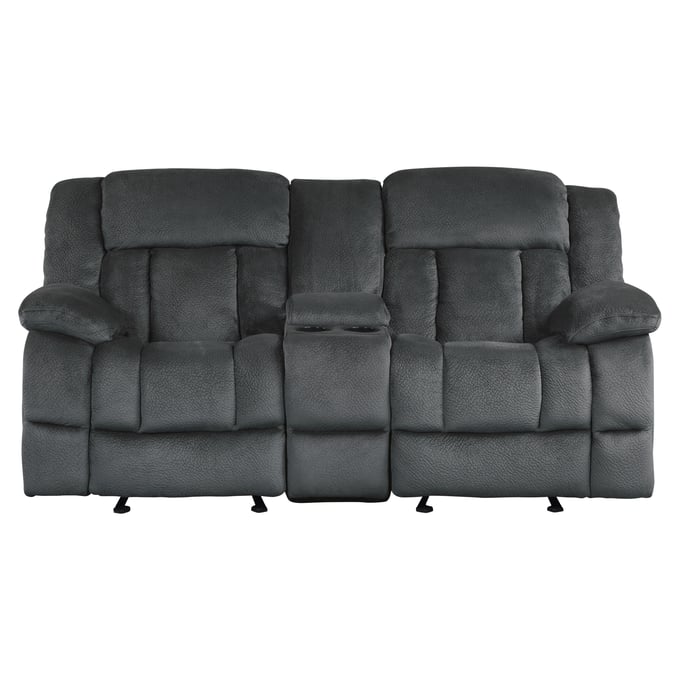 Home Elegance Laurelton Gray Double Glider Reclining Console Loveseat HE-9636CC-2