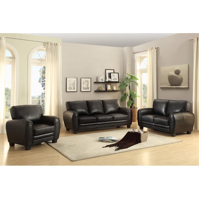 Home Elegance Rubin Black 3pc Living Room Set HE-9734-LR-S1