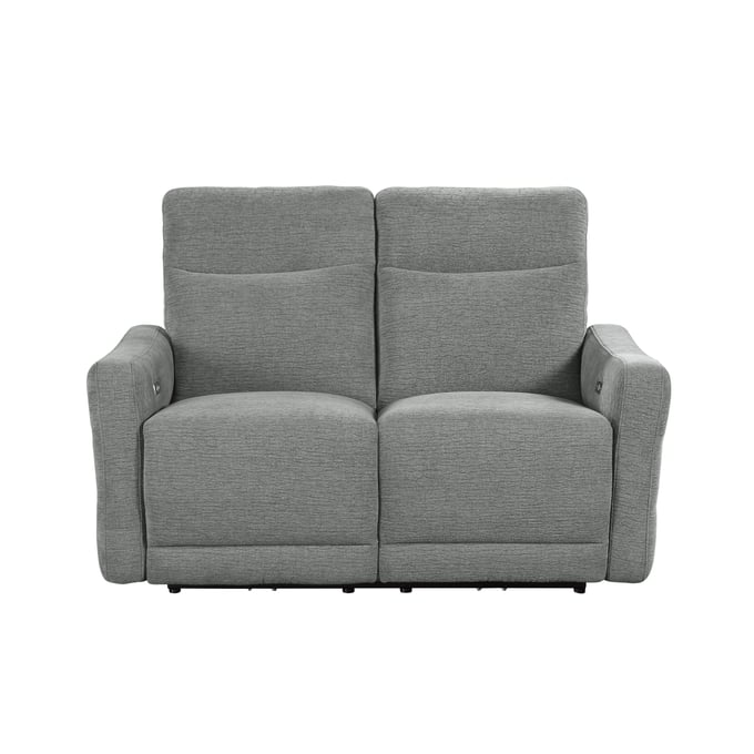 Home Elegance Edition Gray Power Double Reclining USB Ports Loveseat HE-9804DV-2PWH