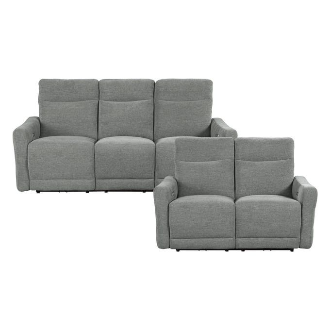 Home Elegance Edition Gray 2pc Power Living Room Set HE-9804DV-2PWH-SET