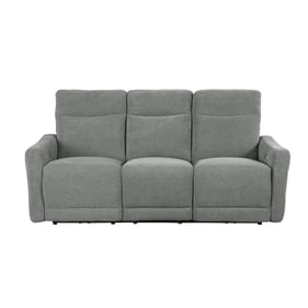 Home Elegance Edition Gray Power Double Lay Flat Reclining Sofa