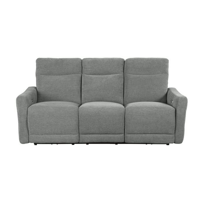 Home Elegance Edition Gray Power Double Lay Flat Reclining Sofa HE-9804DV-3PWH