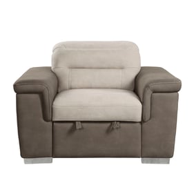 Home Elegance Alfio Taupe Beige Chair with Pull Out Ottoman