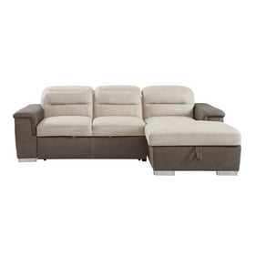 Home Elegance Alfio Taupe Beige 2pc Sectional with Adjustable Headrests