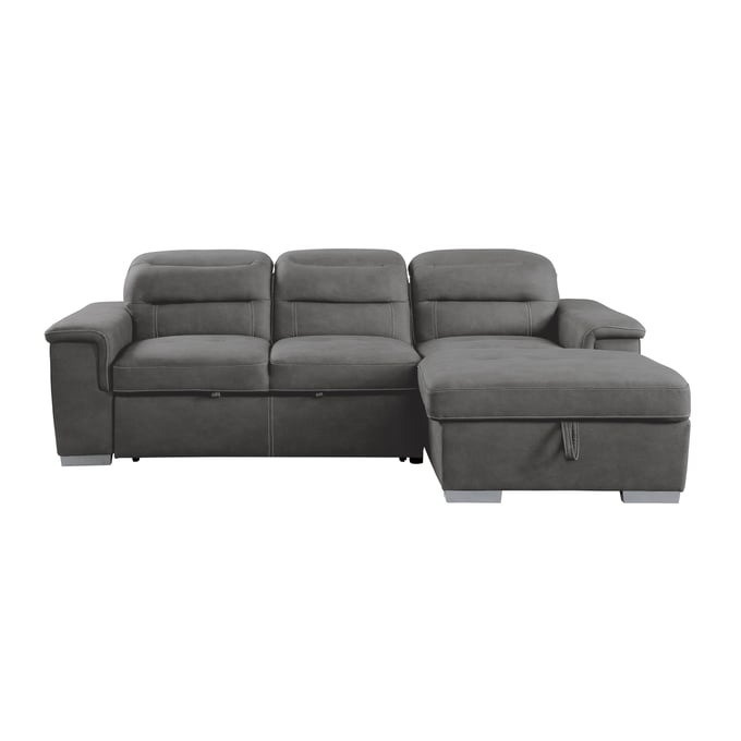 Home Elegance Alfio Gray 2pc Sectional with Right Chaise HE-9808SGY-SC-SET