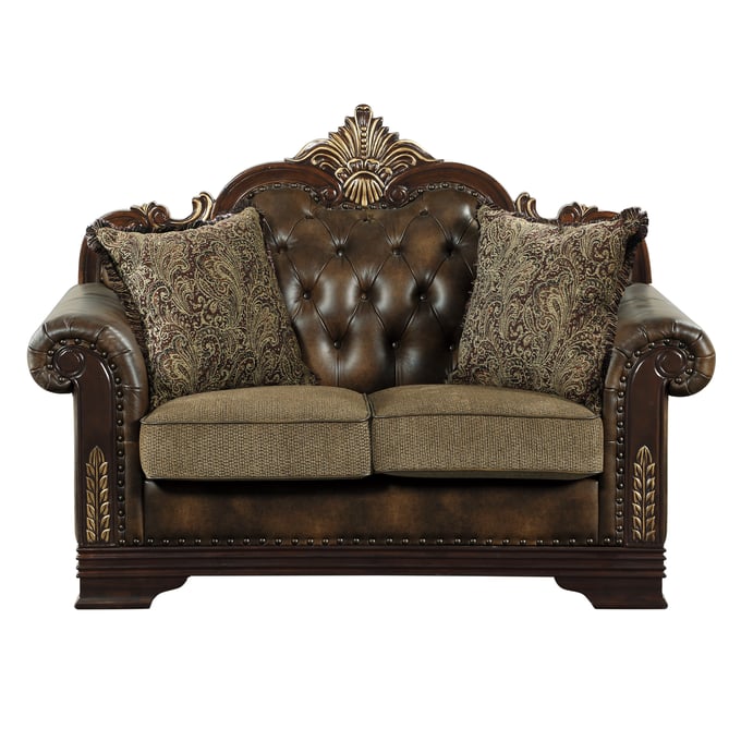 Home Elegance Croydon Brown Love Seat HE-9815-2