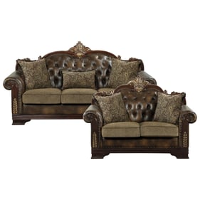 Home Elegance Croydon Brown 2pc Living Room Set