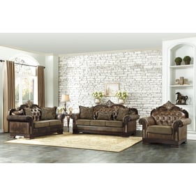 Home Elegance Croydon Brown 3pc Living Room Set