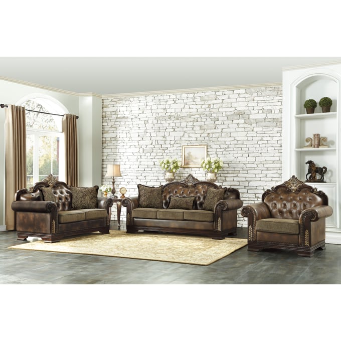 Home Elegance Croydon Brown 3pc Living Room Set HE-9815-3SET