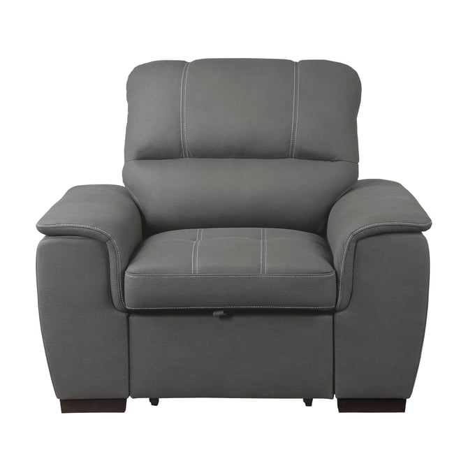 Home Elegance Andes Gray Chair with Pull Out Ottoman HE-9858GY-1