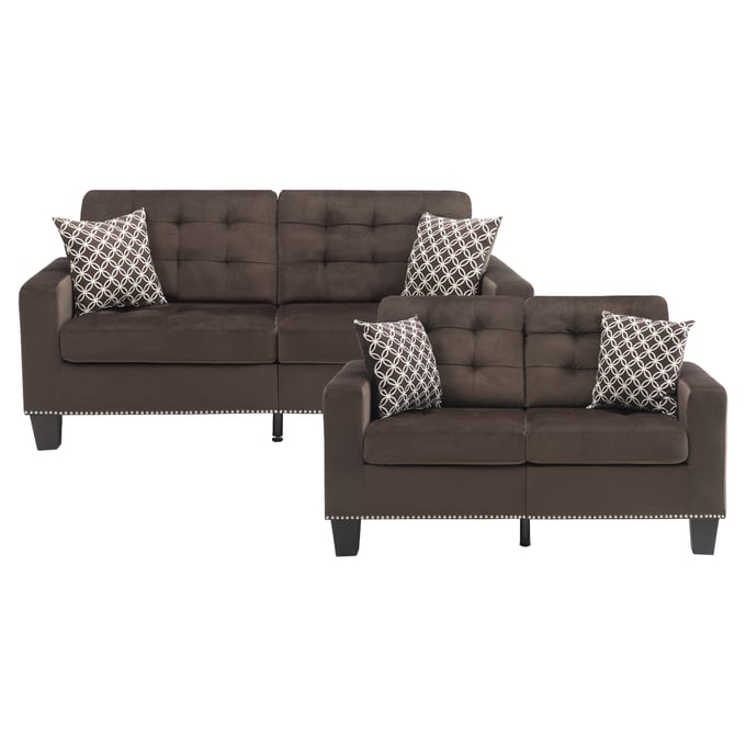 Home Elegance Lantana Brown 2pc Living Room Set HE-9957CH-2-S1