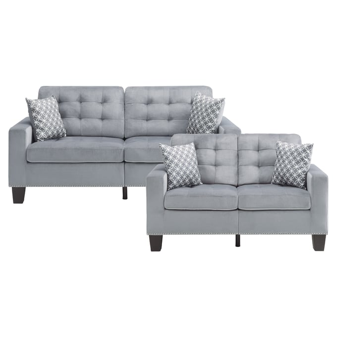 Home Elegance Lantana Gray 2pc Living Room Set HE-9957GY-2-S2