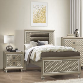 Home Elegance Loudon Gold Silver Champagne 2pc Kids Bedroom Set With Twin B...