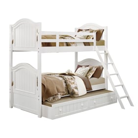 Home Elegance Clementine White Twin Over Twin Bunk Bed with Twin Trundle