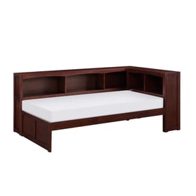 Home Elegance Rowe Cherry Twin Bookcase Corner Bed