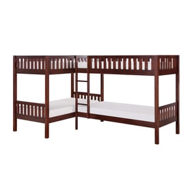 Home Elegance Rowe Cherry Twin Corner Bunk Bed