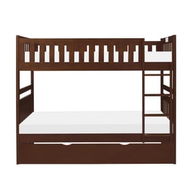 Home Elegance Rowe Cherry Twin Over Twin Bunk Bed with Twin Trundle