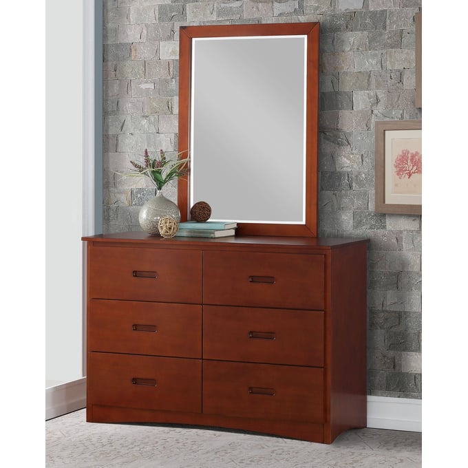 Home Elegance Rowe Dark Cherry Dresser and Mirror HE-B2013DC-DRMR