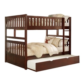 Home Elegance Rowe Cherry Full Over Full Bunk Bed with Twin Trundle