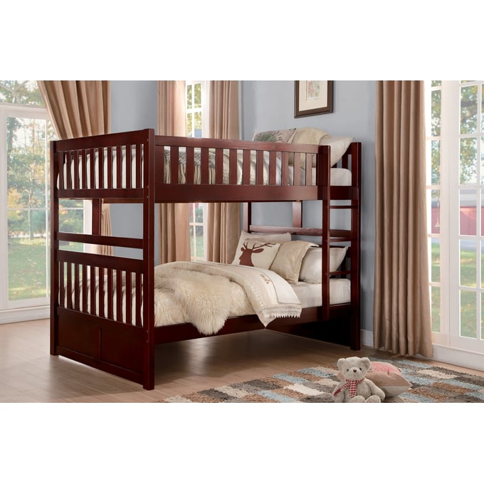 Home Elegance Rowe 2pc Bedroom Set with Full over Full Bunk Bed HE-B2013FFDC-KBR-S1