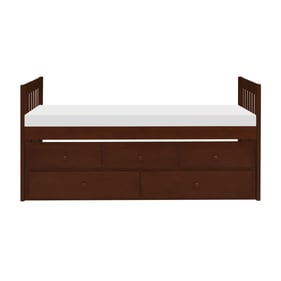 Home Elegance Rowe Cherry Twin Over Twin Trundle Bed