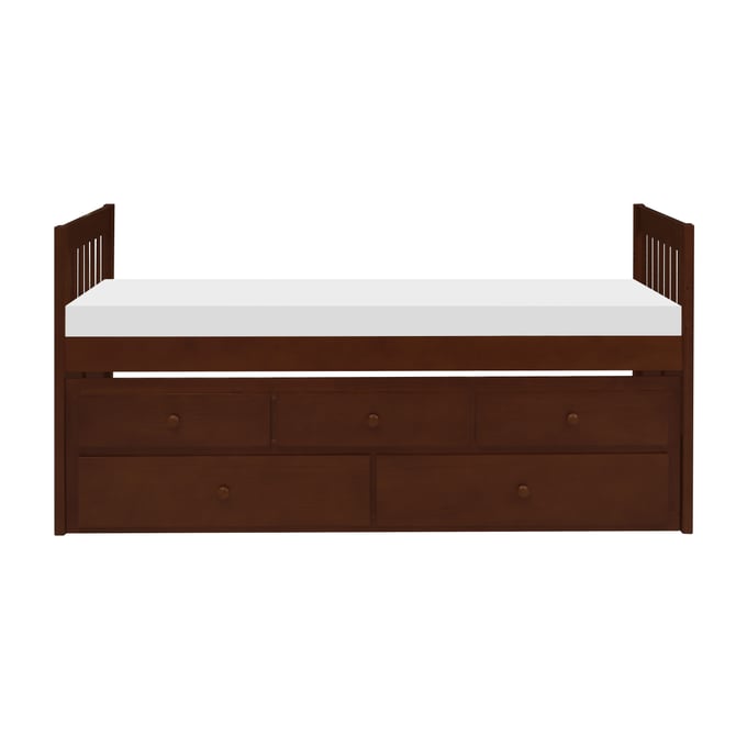 Home Elegance Rowe Cherry Twin Over Twin Trundle Bed HE-B2013PRDC-1