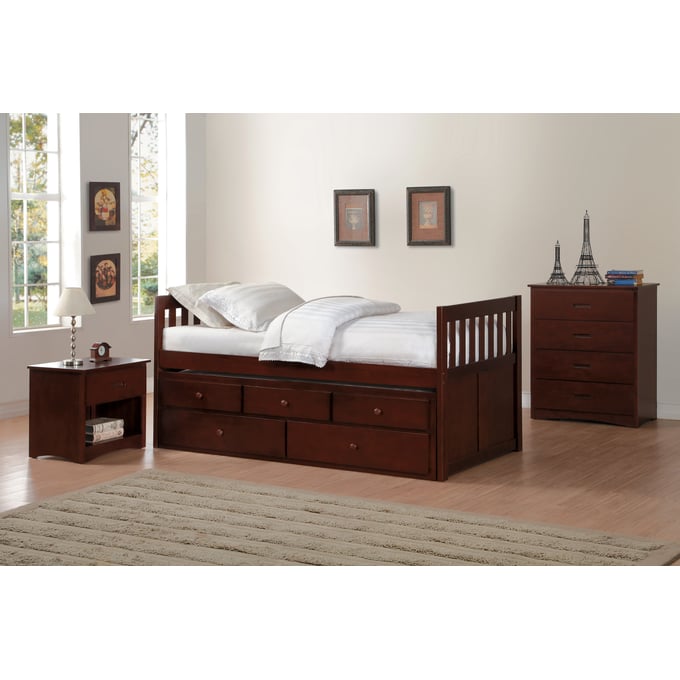 Home Elegance Rowe 2pc Kids Bedroom Set with Twin Trundle Bed HE-B2013PRDC-KBR-S2