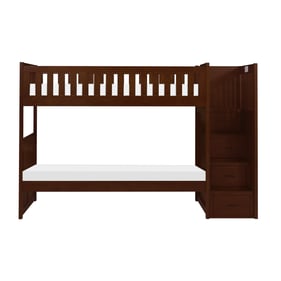 Home Elegance Rowe Cherry Twin Over Twin Step Bunk Bed