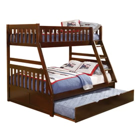 Home Elegance Rowe Cherry Twin Over Full Bunk Bed with Twin Trundle