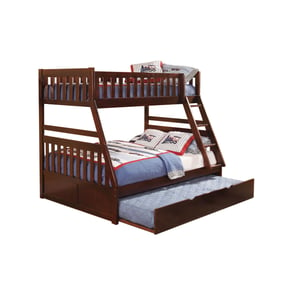 Home Elegance Rowe Dark Cherry 2pc Bedroom Set With Twin/Full Trundle Bunk ...