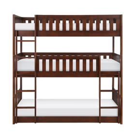 Home Elegance Rowe Cherry Triple Twin Bunk Bed