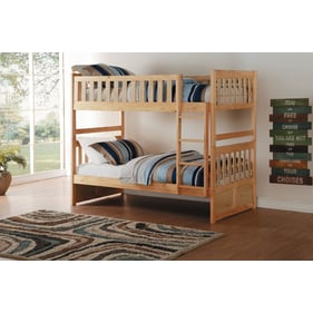 Home Elegance Bartly Natural Twin Over Twin Bunk Bed With Nightstand