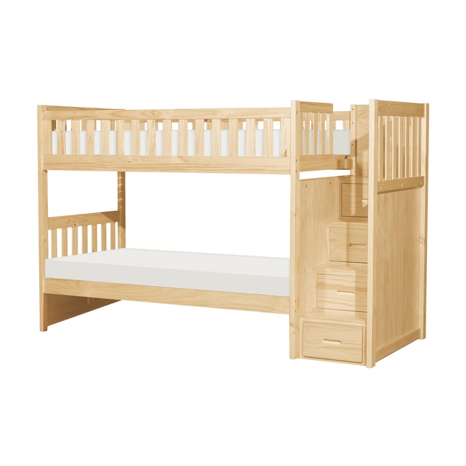 Home Elegance Bartly Natural Twin Over Twin Step Bunk Bed HE-B2043SB-1