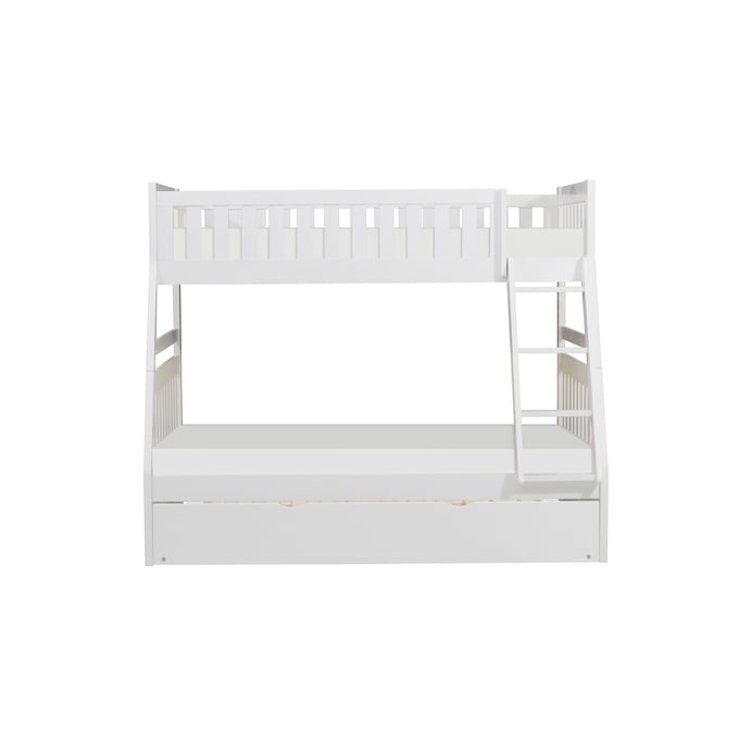 Home Elegance Galen White 2pc Bedroom Set With Twin Over Full Trundle Bunk Bed HE-B2053-KBR-S13