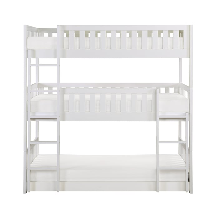 Home Elegance Galen White Triple Twin Bunk Bed HE-B2053TTTW-1