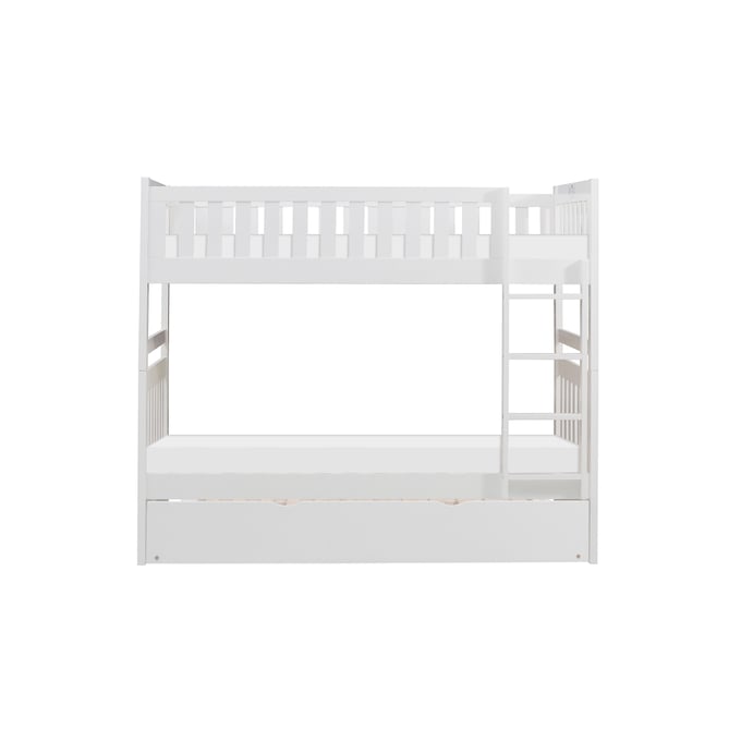 Home Elegance Galen White 2pc Bedroom Set With Twin Over Twin Trundle Bunk Bed HE-B2053-KBR-S14