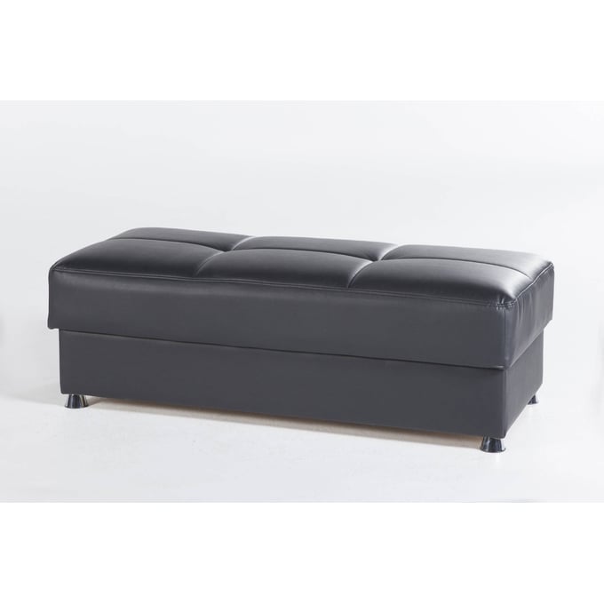 BELLONA USA Elegant Santa Glory Black Leatherette Ottoman HGM-10-ELE-P658D-04-0