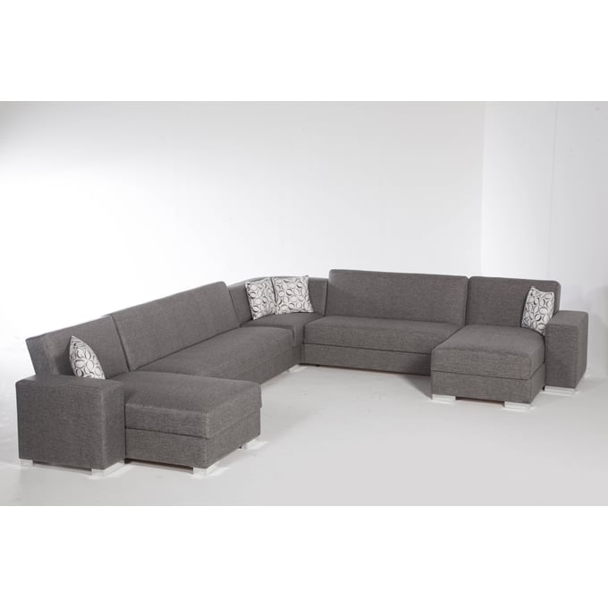 BELLONA USA Kobe Gray Fabric Sectional with 2 Chaise HGM-10-KOB-6227D-SEC3