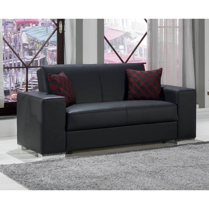 BELLONA USA Kobe Santa Glory Black Leatherette Loveseat HGM-10-KOB-P658D-02-0