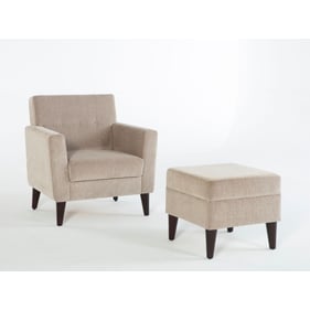 BELLONA USA Theo Cream Accent Chair and Ottoman Set