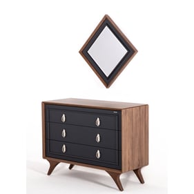 BELLONA USA Alegro Light Walnut Anthracite Dresser and Mirror