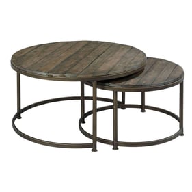 Hammary Leone Weathered Barn Antique Brass Round Cocktail Table