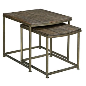 Hammary Leone Weathered Barn Antique Brass Nesting End Table